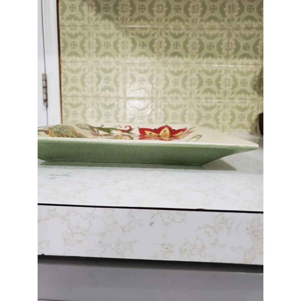 Carynthum by Pier 1 Imports 16” Rectangular Serving Plate Floral Design